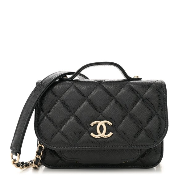 Chanel Quilted Caviar Business Affinity Clutch With Chain Crossbody Top Handle - Picture 1 of 16